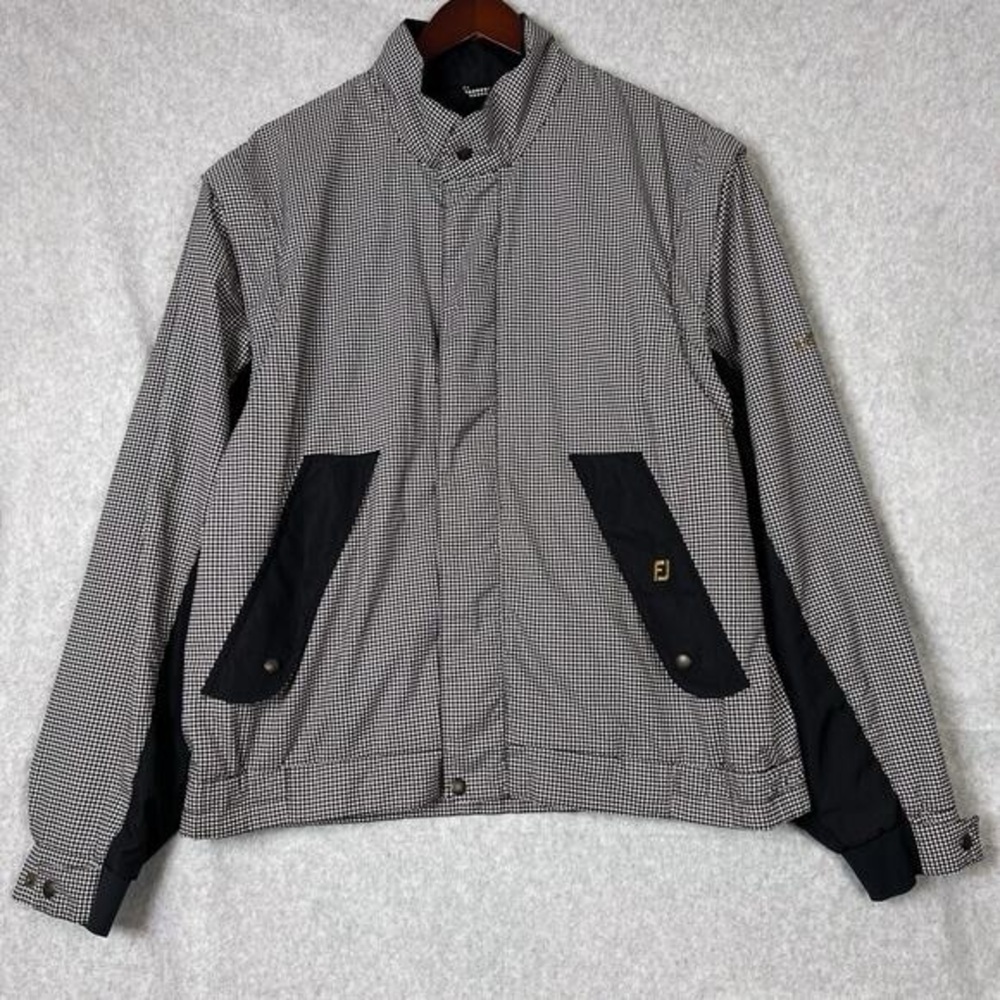 FootJoy DryJoy Houndstooth Wind Waterproof Jacket Convertible Vest Mens Sz Large